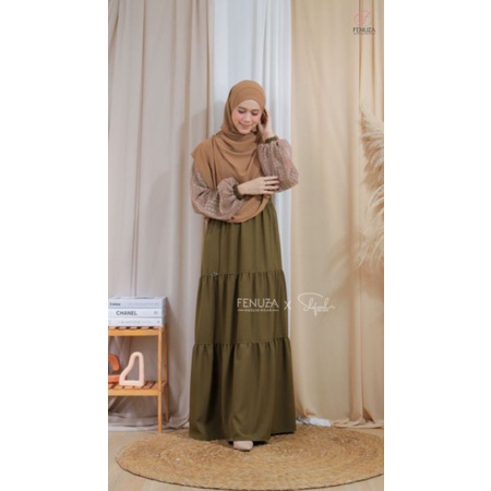 Scarletta Dress Gamis Busui dan wudhu Freindly Bahan Renatta Crepe premium Ready stock By Fenuza