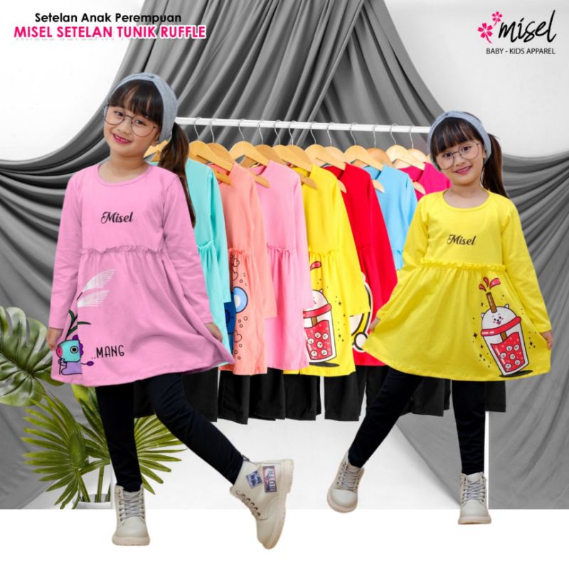 sanna shop Setelan dress tunik leging panjang anak perempuan