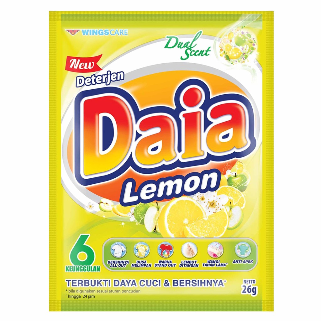 

Daia Bubuk Detergent Sensasi Lemon 25/26g