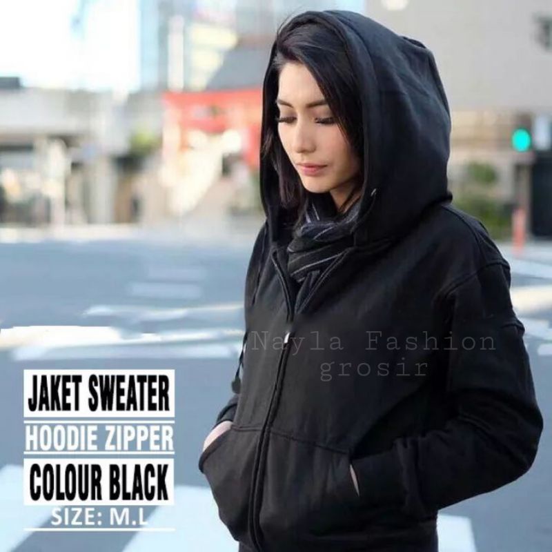 Jaket Sweater Hoodie Zipper Polos Wanita / jaket wanita polos murah / jaket keren / sweater polos wanita / modis / fashion wanita kekinian