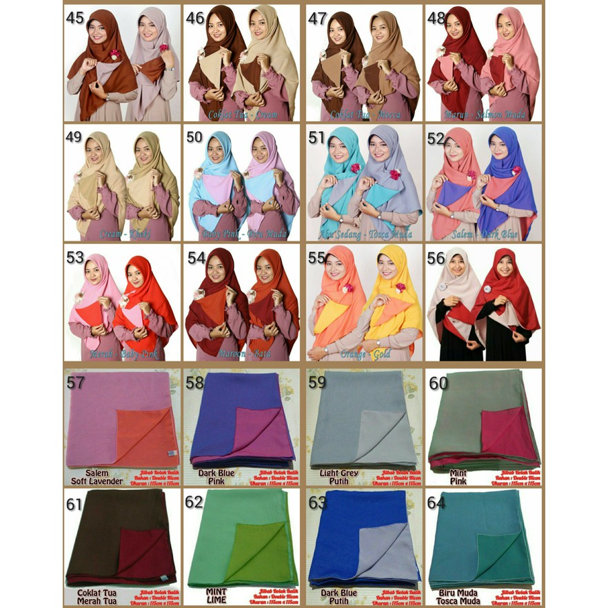 Ready Stock Jilbab Segiempat Bolak Balik Double Hycon \\U002F Segi4 Bolak Balik Fashion Muslim 20 -