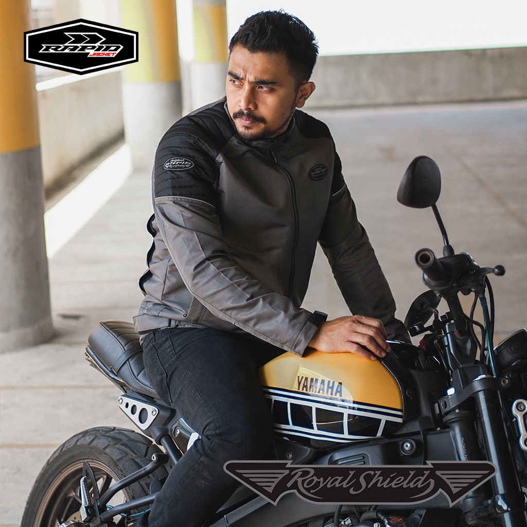 Jaket motor touring premium RAPID ROYALSHIELD vintage jacket reflektif, berventilasi, anti air dan anti angin dengan design vintage dan full bordir