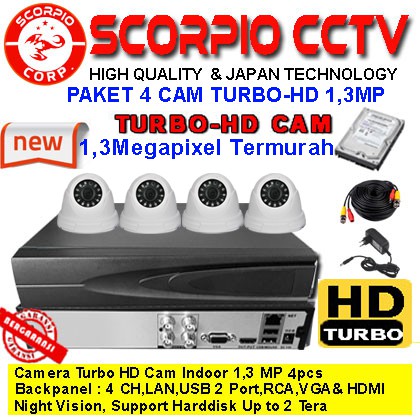 CCTV PAKET 4 KAMERA INDOOR