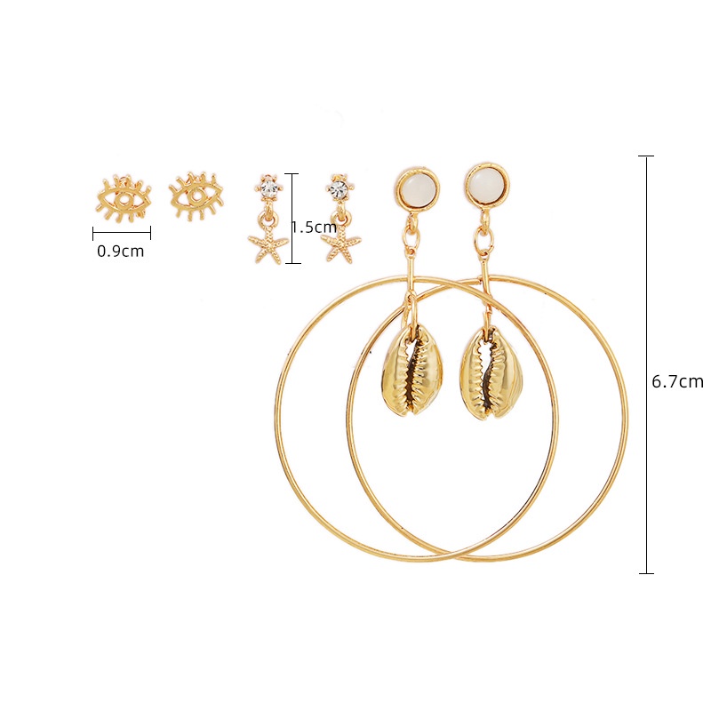 Eropa dan Amerika baru bintang laut shell anting-anting mata golden shell besar telinga cincin antin