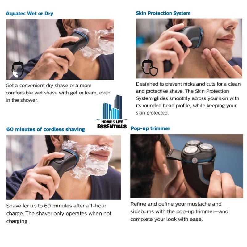 Philips Aquatouch Shaver 3HD 3100 Series S3122/51 Electric Shaver Alat Cukur Kumis Jenggot Philips