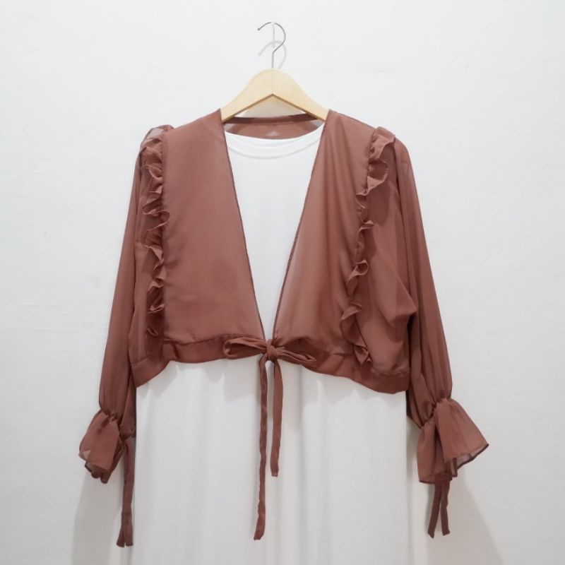 OUTER SET FASHION TERBARU / INNER DRESS MUSLIM / PAKAIAN WANITA-Inner white + mocca