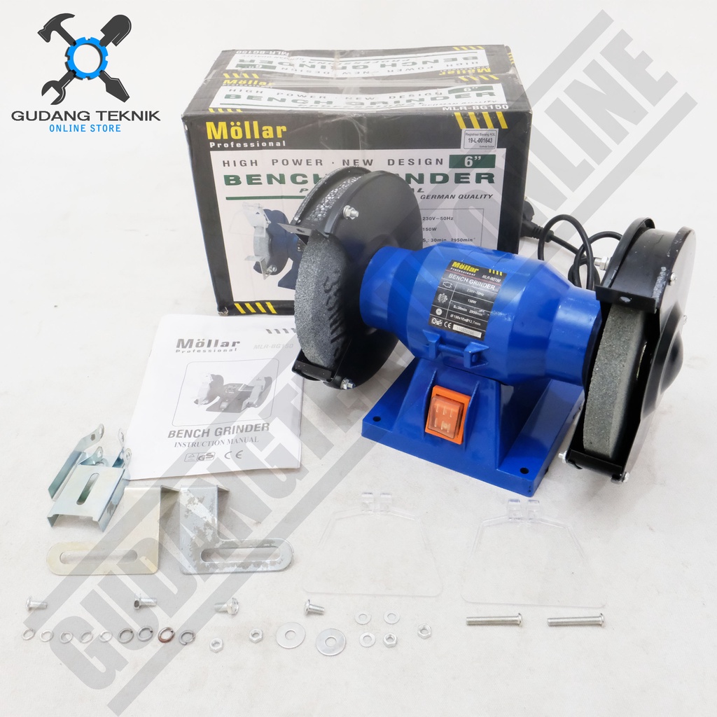 Mesin Gerinda Duduk MOLLAR 6&quot; BG150 150mm / Bench Grinder Mollar MLR BG005-150mm