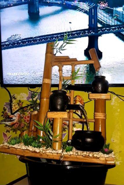 Miniatur Air Mancur Bambu Cendani 3 Kendi - Gunungsaren 32x14x34cm