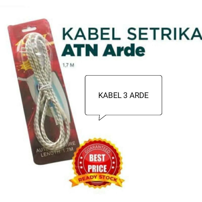 kabel setrika licinan gosokan arde ATN TRM 1,7M putih setrika 3 jalur / 2 jalur original