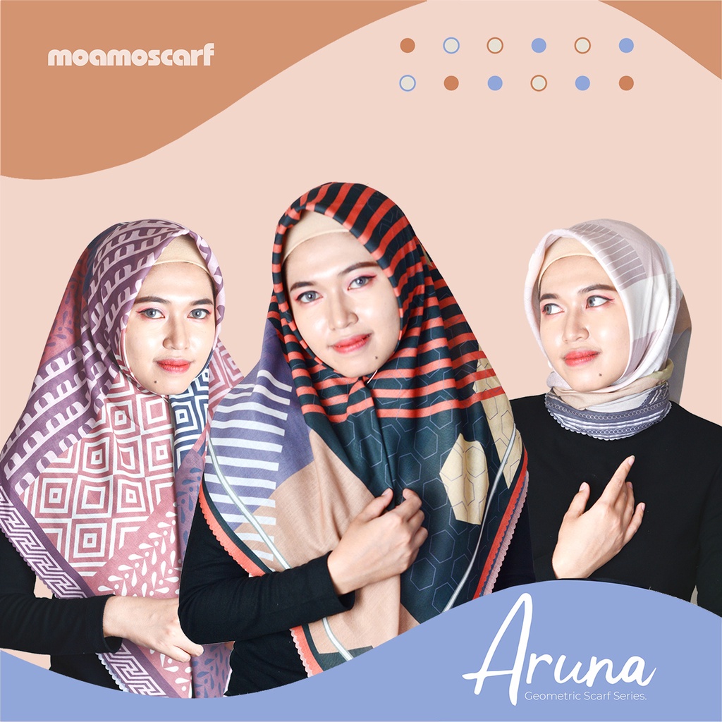 Hijab Segi Empat 110x110 | Kerudung Voal Print | Jilbab Aruna Geometric Series