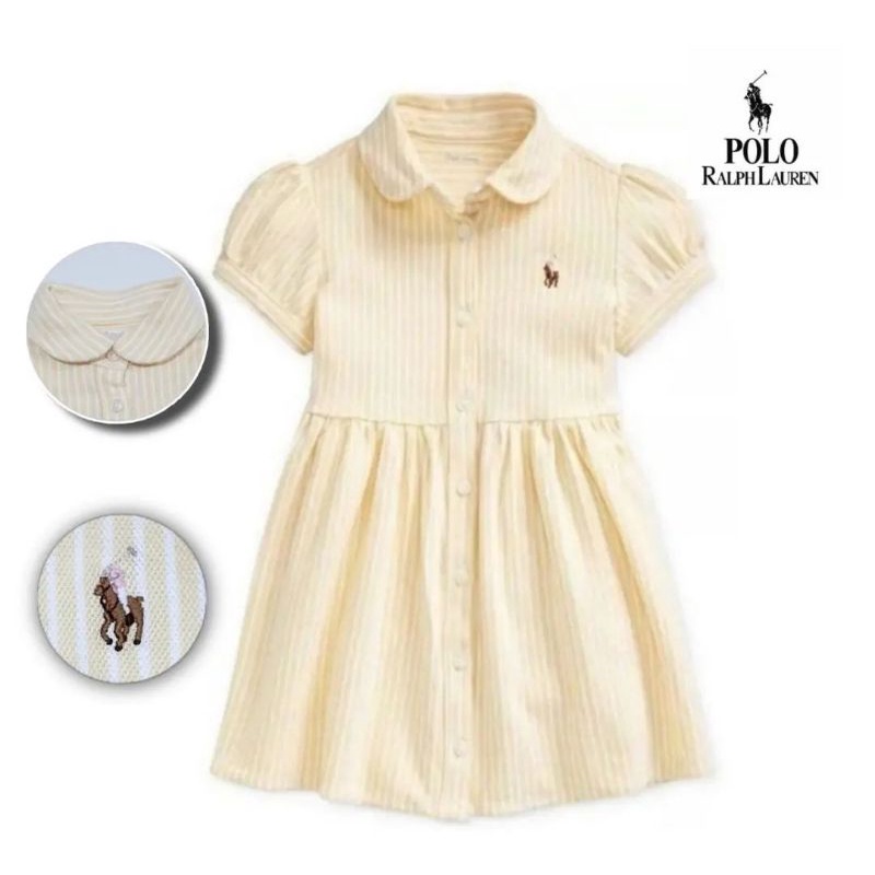 Polo Ralph Laure* - Dress Anak Bayi | Size 18, 24 bulan-Yellow Strip Lacoste