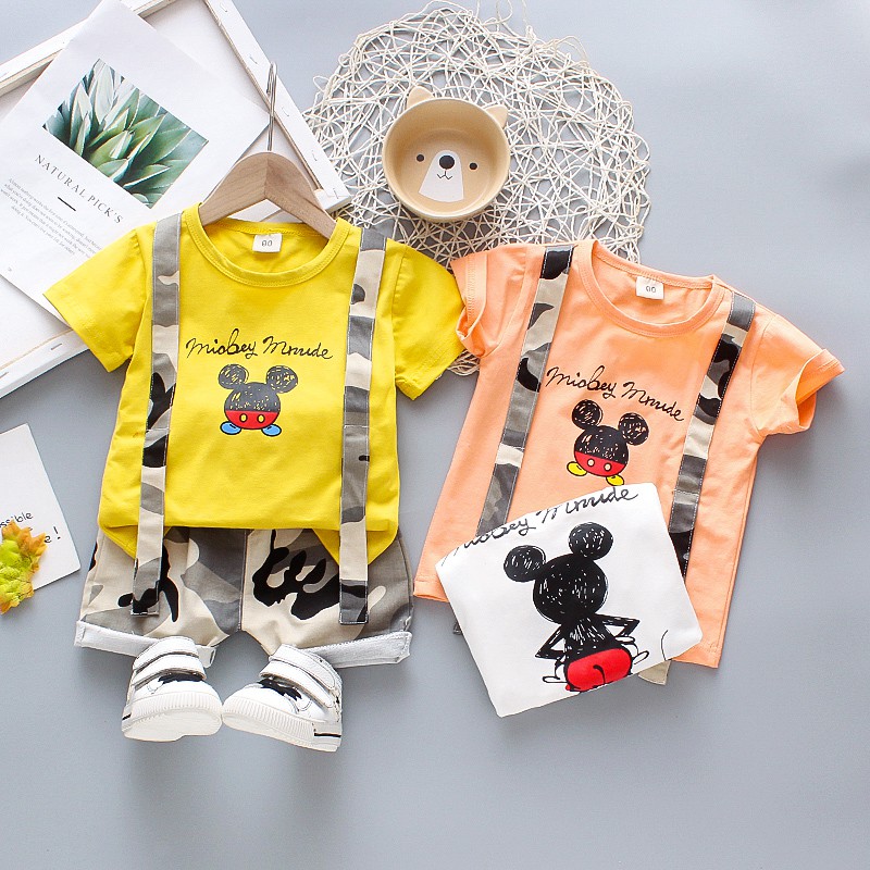 Setelan Kaos T shirt Bayi  anak Laki laki Lengan Pendek  