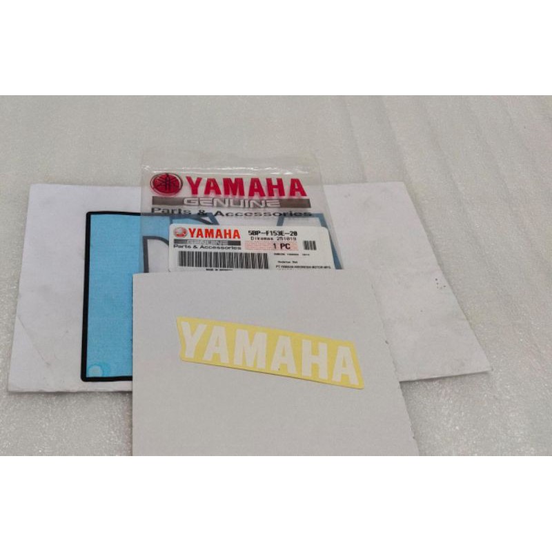 stiker emblem Yamaha toolbox Rxking Scorpio Xeon warna putih 5BP-F153E-20 asli original Yamaha