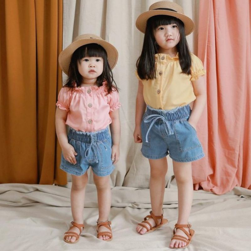 HOTPANTS  JEANS ANAK PEREMPUAN SNOW WASH USIA 1 -7 TAHUN