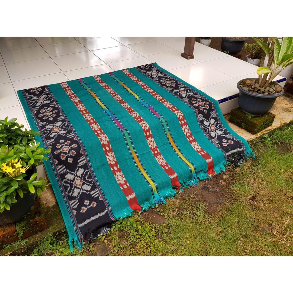 Tenun blanket etnik warna hijau toska 01