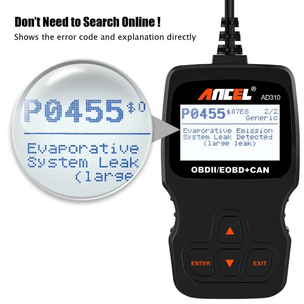 Ancel AD310 OBD2 Automotive Car Diagnostic Scanner-Hitam