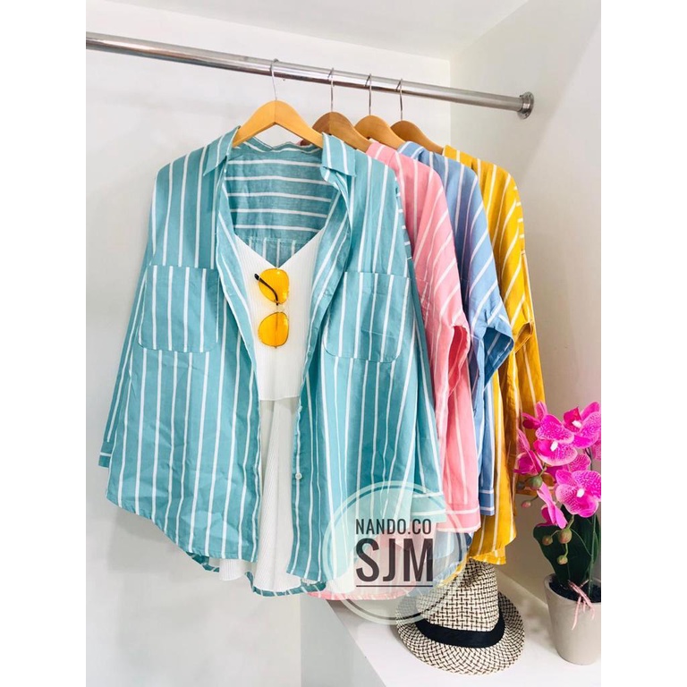 Nando salur candy atasan kemeja wanita lengan panjang oversize fit XL sampai XXXL katun 1933