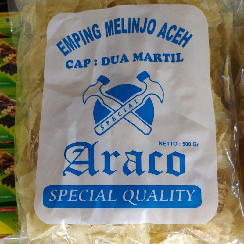 

Emping melinjo Aceh Cap 2 Martil GRADE A super tipis ASLI 500 gram