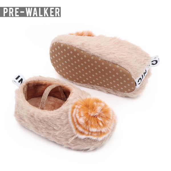 Sepatu Bayi Perempuan Flat Bulu Lucu - Sepatu Prewalker Baby Girl S1217