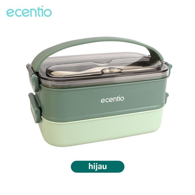 

Baru! Ecentio 1.2L Lunch Box 2Layers Leakproof Kotak Makanan Stainless Steel - Hijau