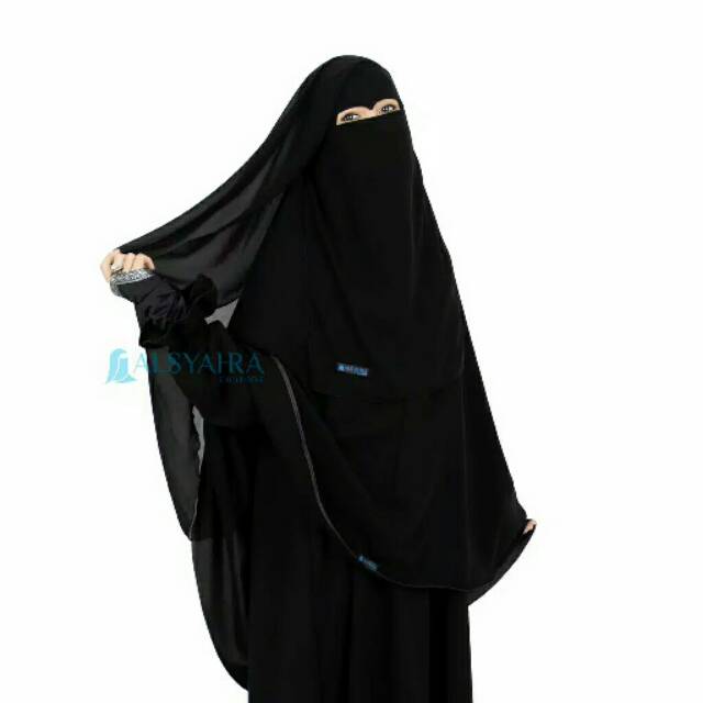 Niqab Yaman Eagle Eyes Sifon Sliky Jetblack By Alsyahra Exclusive