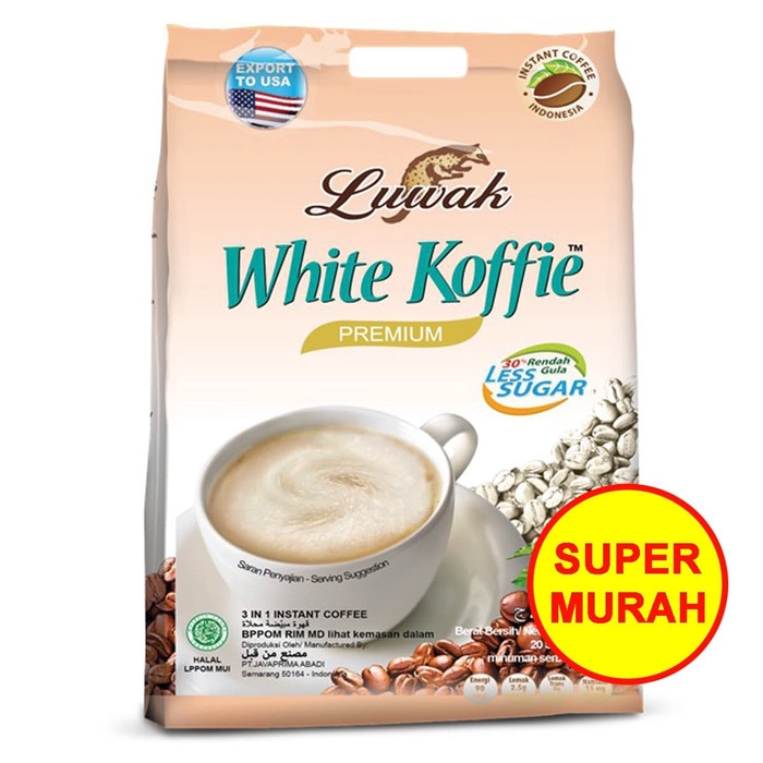 

Luwak White Koffie (Coffee) Bag Less Sugar Premium 20 sachet 400 gr