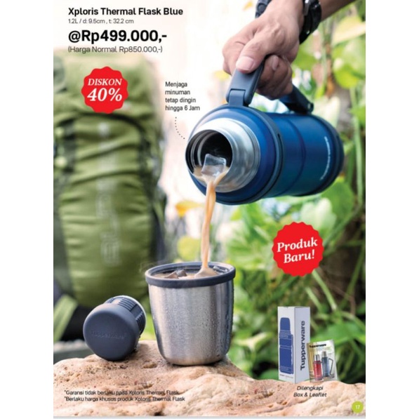 xploris thermal flask blue tupperware