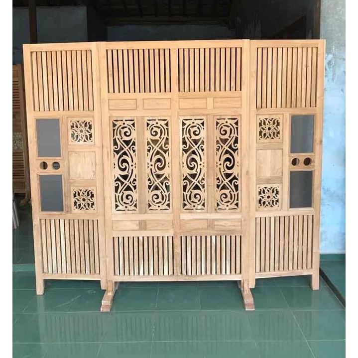 Sketsel kayu jati minimalis 4 lipatan