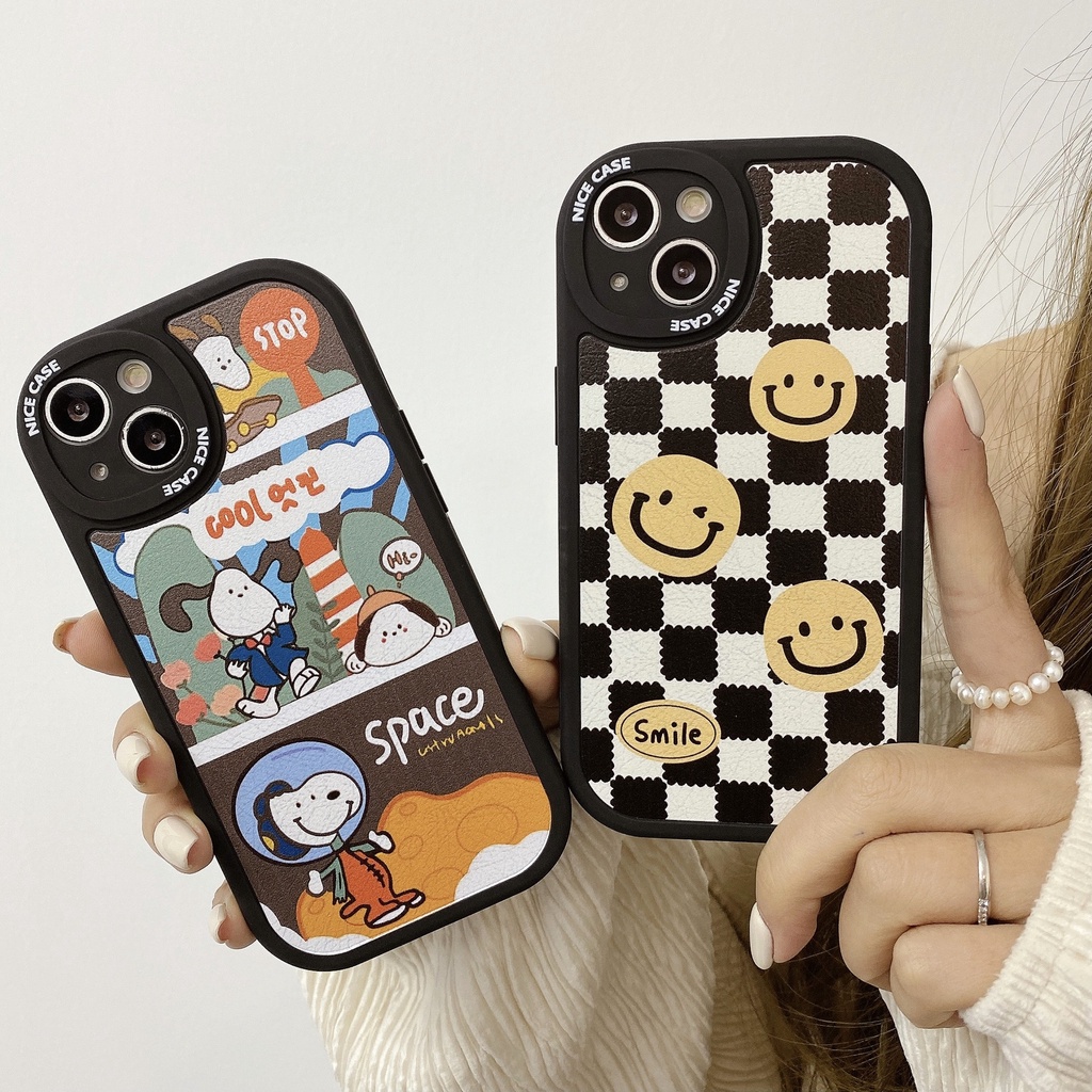 Casing Soft case TPU Silikon Motif Catur smiley face Untuk iphone 13 / 12 / 11 Pro Max / XS / XR / 8plus / 12pro / Max / 7 / 8 + / X / XS / XR / XSMAX