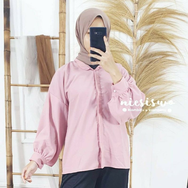 garmensolo || KEMEJA WANITA MODEL TARTAN CROP/ KEMEJA WANITA BAHAN WOLFIS / TUNIK JUMBO PREMIUM BLOUSE TARTAN LENGAN BALON MIZU KOREAN STYLE | KEMEJA FLANEL WANITA NUMMA-RUFFY  BLOUSE DUSTY