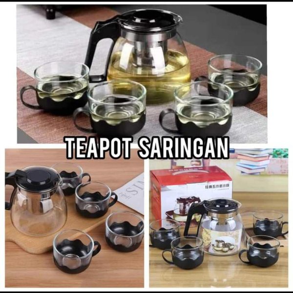 Tea Pot Sarangan Set 5 In 1 - Teko Gelas Cangkir Tempat Minum TeaPot