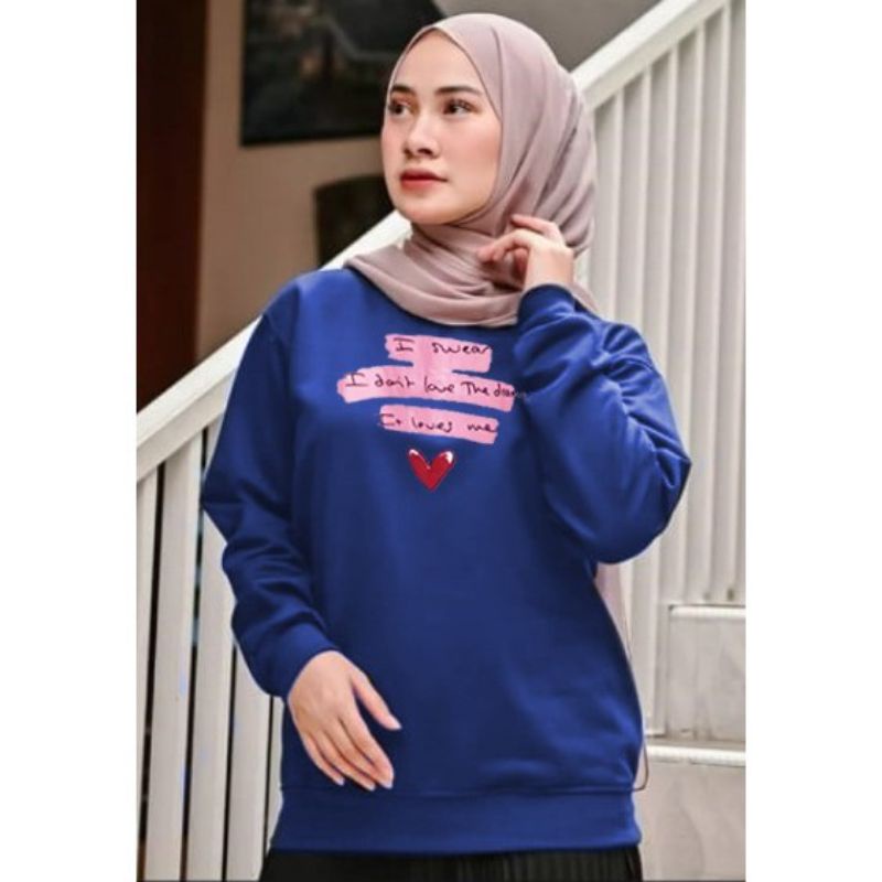 JF  Atasan Kaos Lengan Panjang Wanita / Kaos Sweater Wanita Muslimah Terbaru LOVES ME