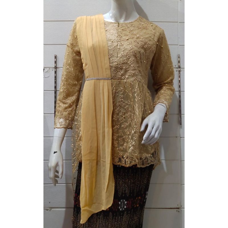 IndahKebaya | HANYA ATASAN / KEBAYA AURORA SELENDANG BROKAT TILLE MUTIARA / WISUDA / KARTINI / AKAD