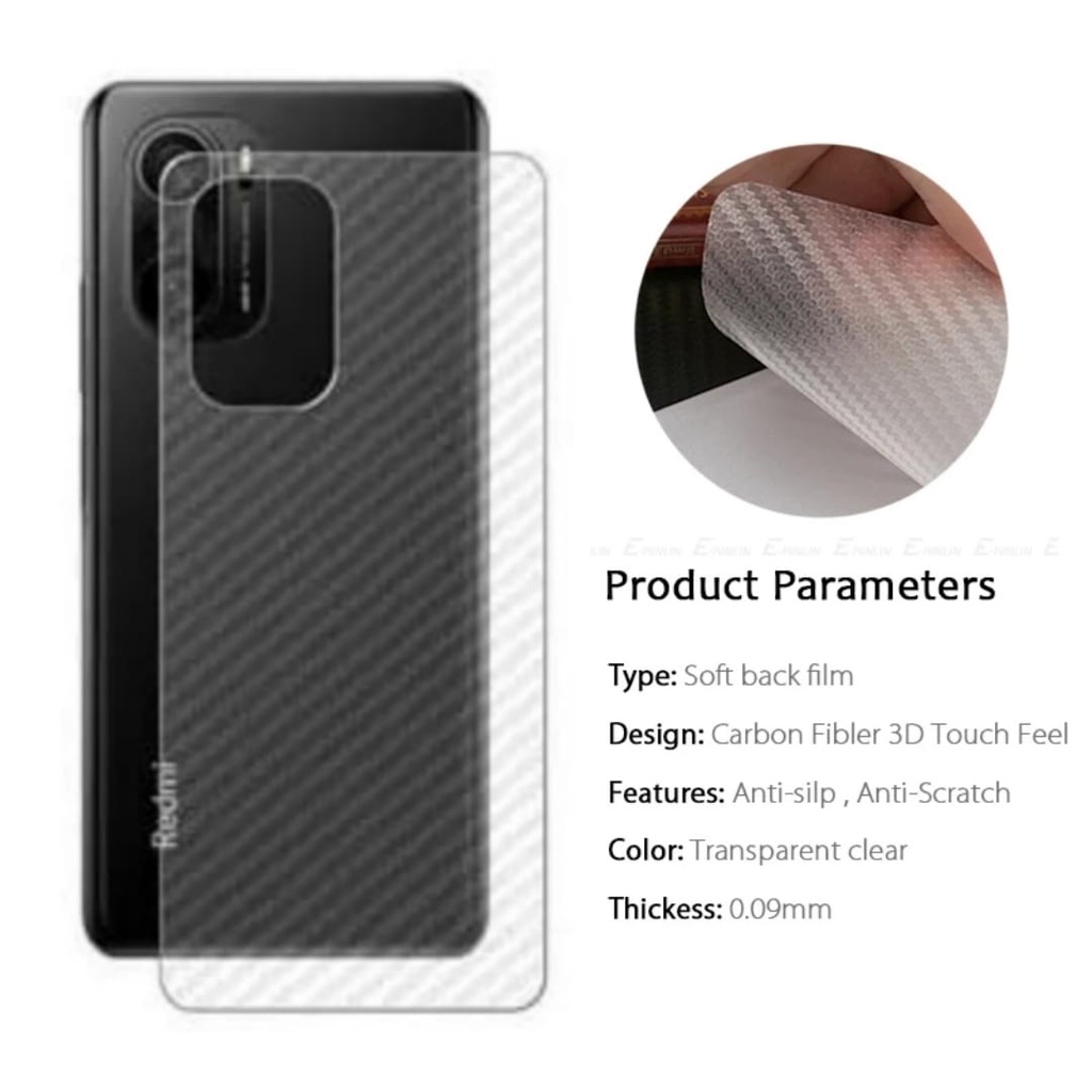 Promo Garskin Carbon For Xiaomi Poco F3 3D Transparent Carbon Fiber Back Film Skin Screen Protector Sticker