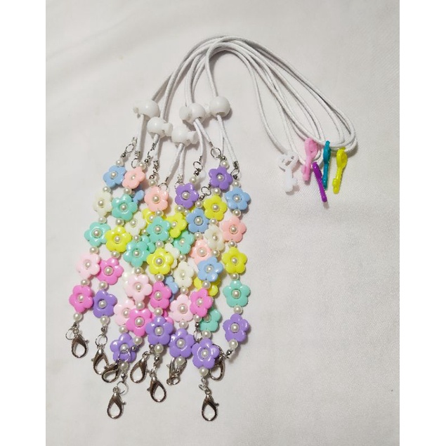 TALI MASKER /PENGAIT HIJAB/KALUNG KULIT PUTIH BUNGA 29