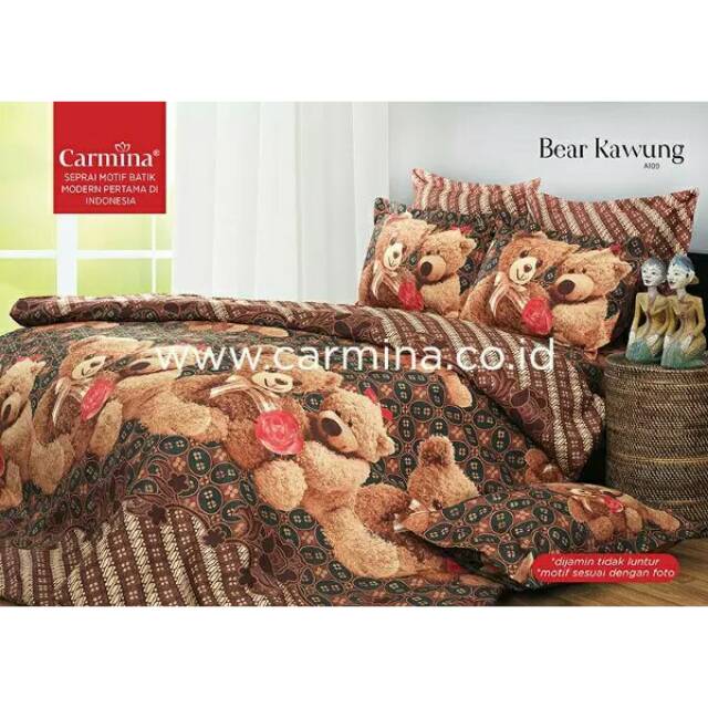 Sprei Carmina Batik Bear Kawung King fitted 180 Queen 160x200 | Single 120x200 | King Rumbai 180x200