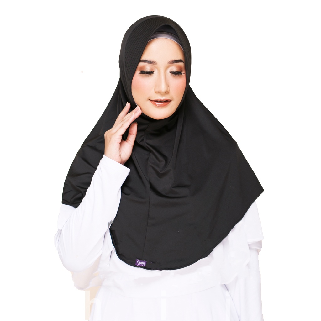 BERGO ELZATTA KERUDUNG HIJAB JILBAB KRUDUNG BERGO INSTAN  LANGSUNG POLOS PUTIH HITAMELZATA ZARIA CASUAL ELZATTA-1