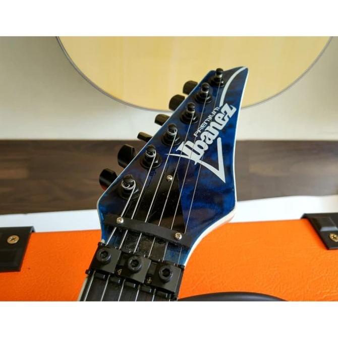 Paket Gitar Listrik Ibanez Premium Biru Amply Orange Dan Kabel Jack