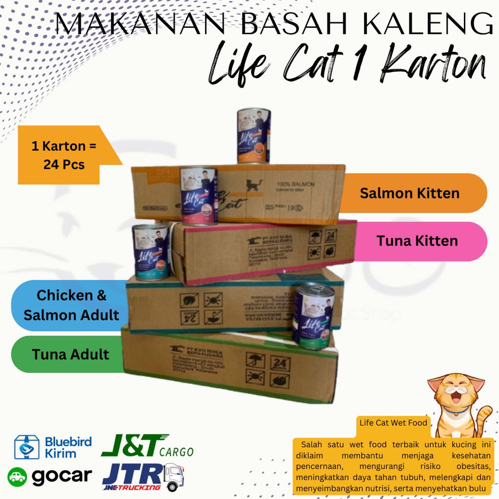 EKSPEDISI MAKANAN KALENG LIFE CAT BASAH 400GR (1 KARTON)