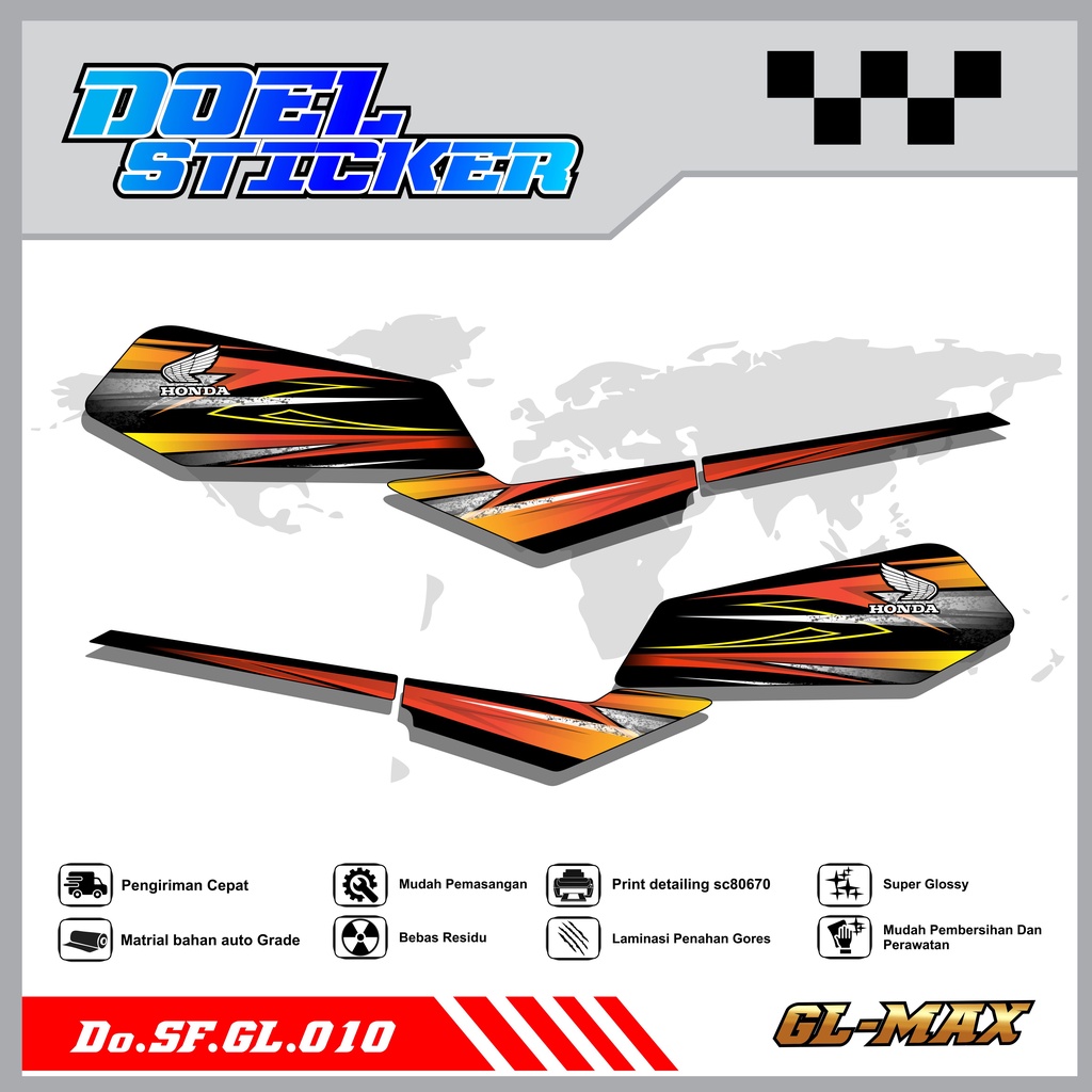 Sticker Striping GL PRO , MAX List Variasi Hologram pelangi,Crome Doel 010