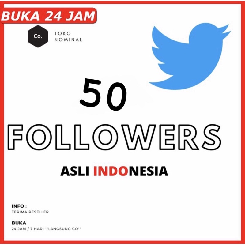 50+ FOLLOWER TWITTER INDO ASLI - JASA TAMBAH FOLLOWERS TWITER INDONESIA CEPAT MURAH