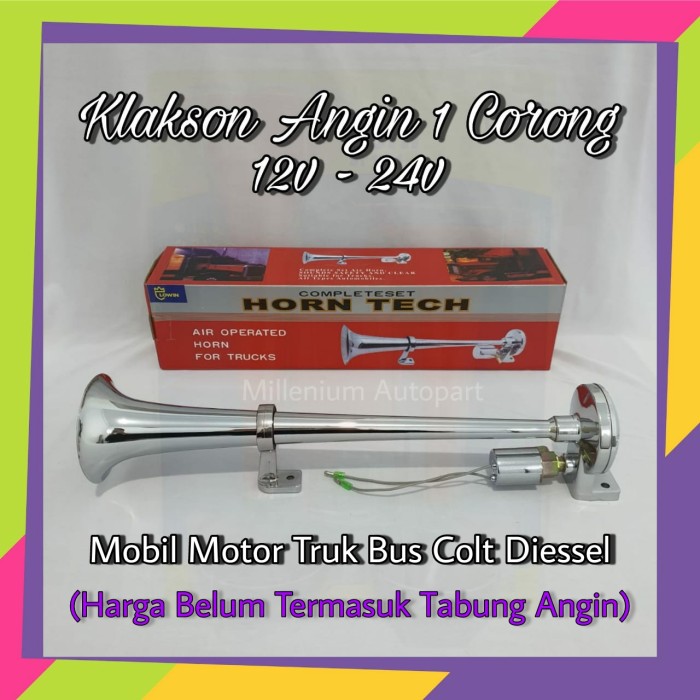 KLAKSON ANGIN 1 CORONG 12&amp;24V 43CM MOBIL TRUK ENGKEL CONTAINER MINIBUS