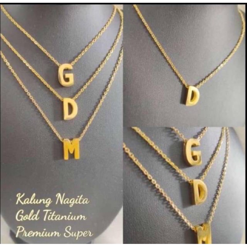 Kalung Nagita Titanium - Huruf A-Z Aksesoris Inisial Nama Alphabet