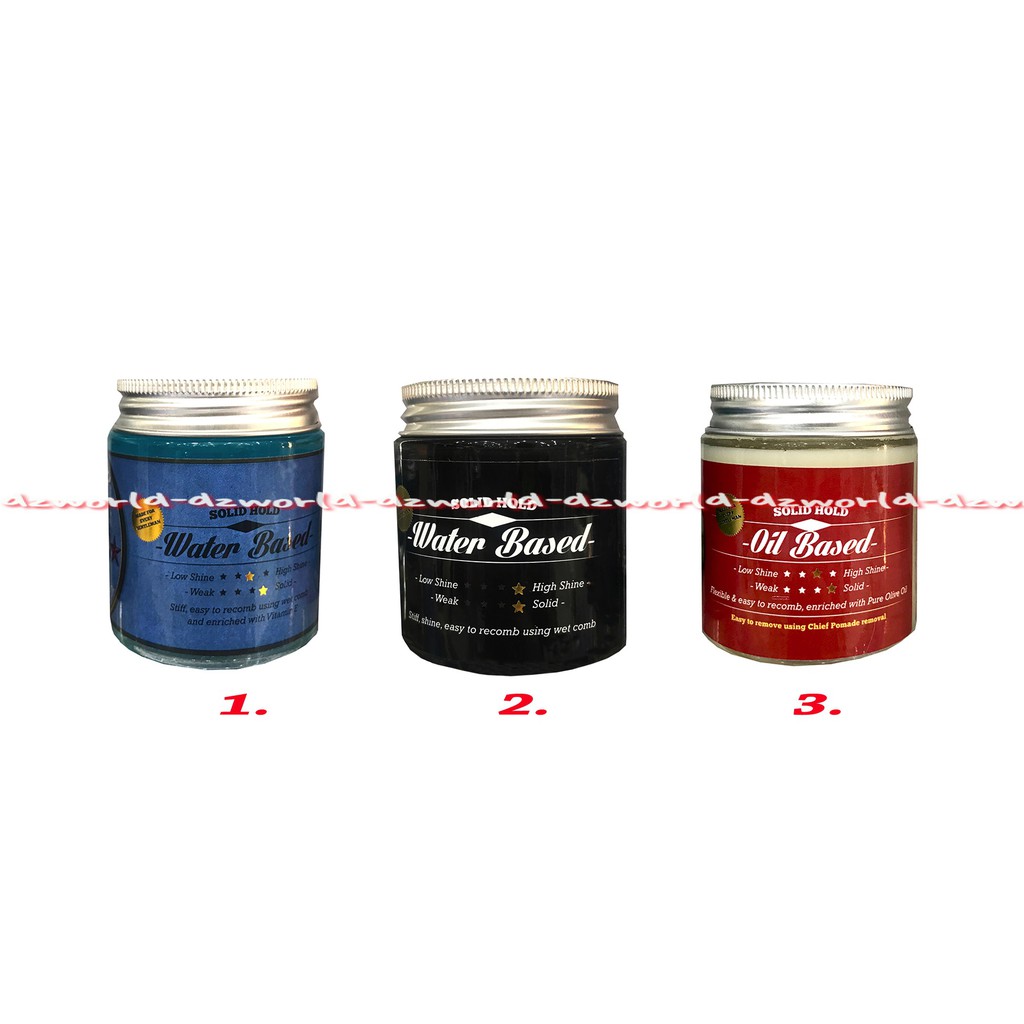 Chief Solid Hold Water Based Oil Based Pomade Minyak Rambut Blue Black Red