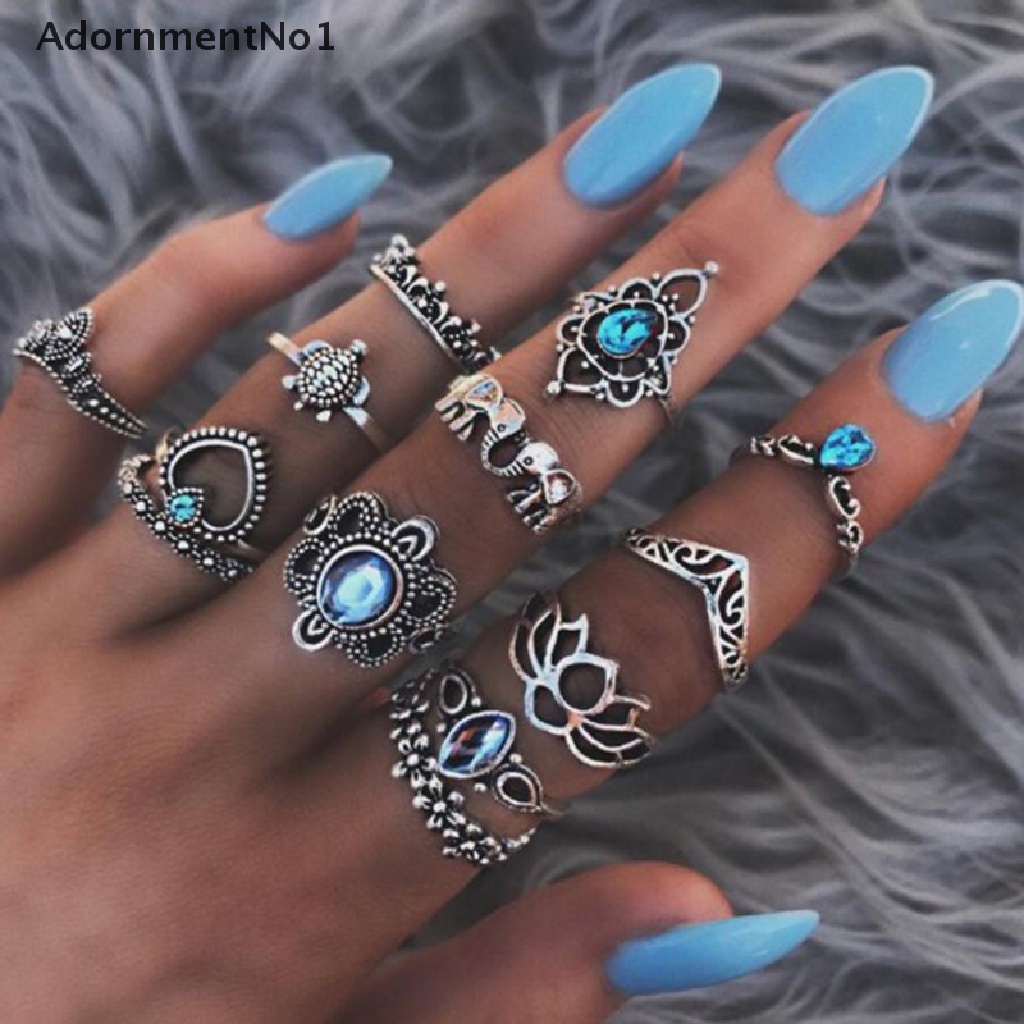 (AdornmentNo1) 13pcs / Set Cincin Aneka Desain Gaya Punk Untuk Wanita