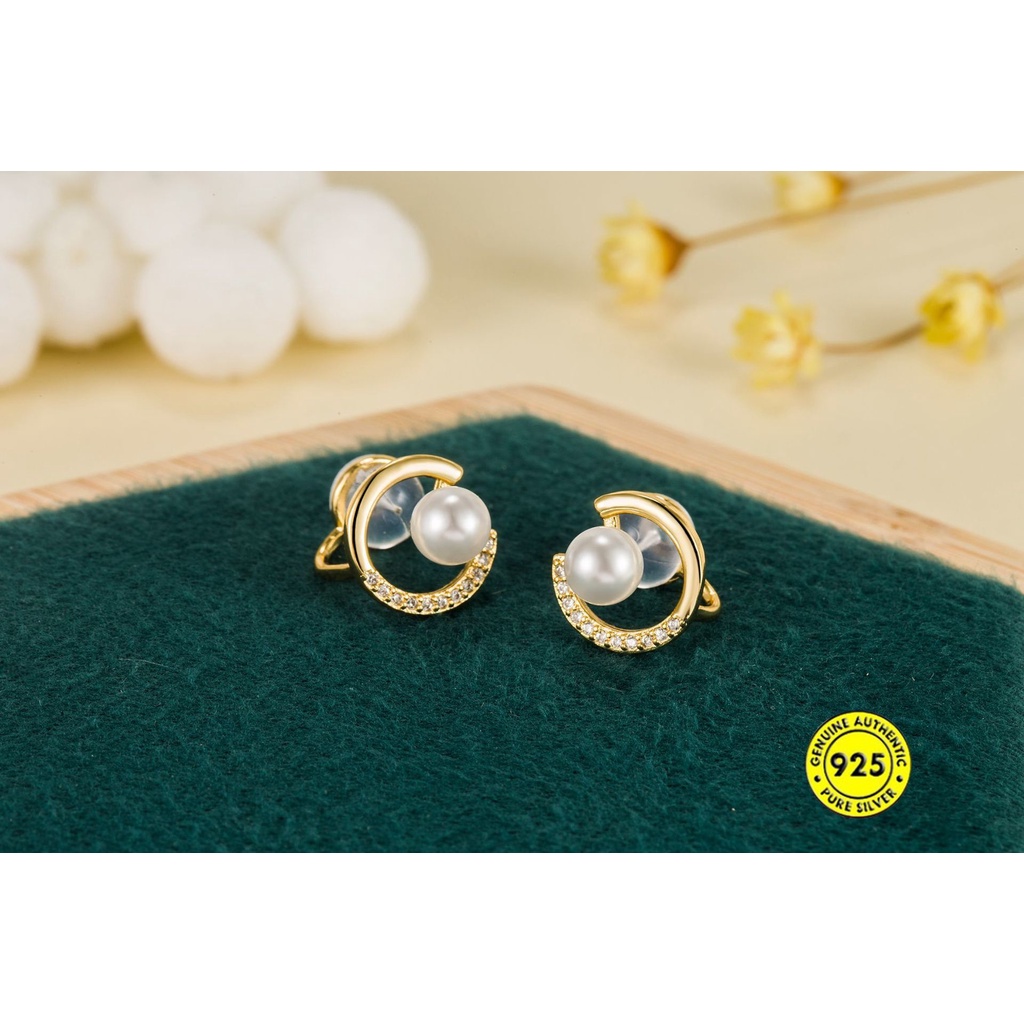 Anting Klip Tanpa Tindik Bahan Silikon Aksen Mutiara Untuk Wanita