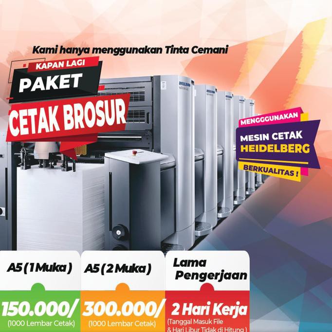 

Cetak Brosur A5 (2 Sisi ) 2 rim / 1000 lbr | Art Paper 120 gr Murah !
