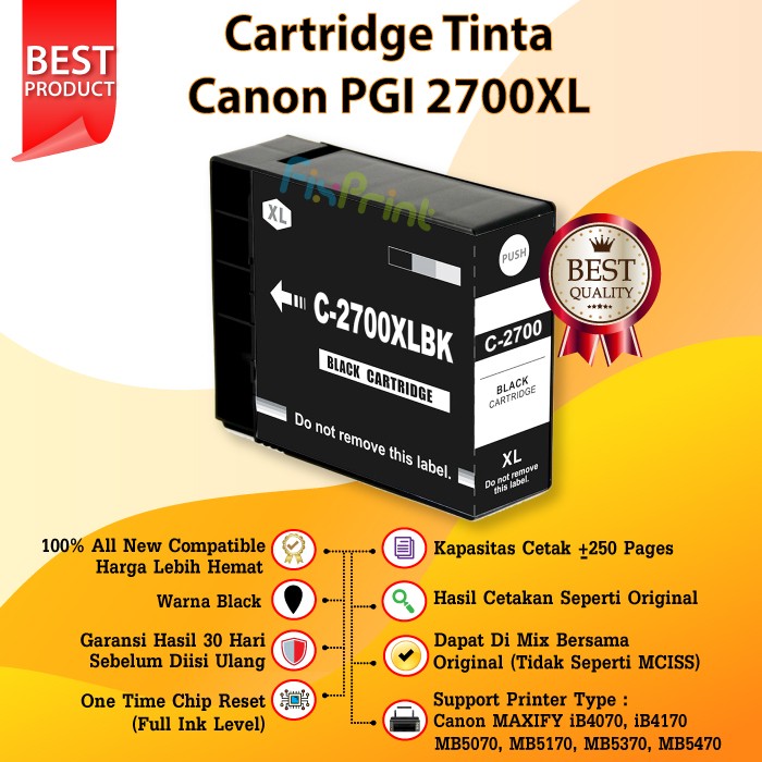 Cartridge Canon PGI-2700 PGI2700 Printer MAXIFY iB4070 iB4170 MB5070 FSB294