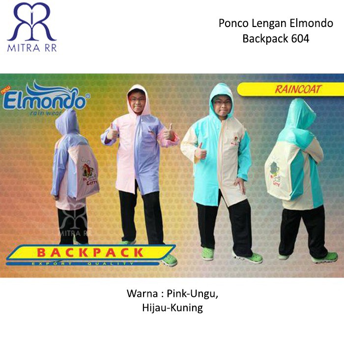 TERMURAH Jas Hujan Anak Ponco BACKPACK 604 Elmondo Poncho MitraRR