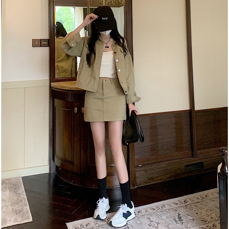 jaket denim oversize korea style kasual atasan import crop jacket